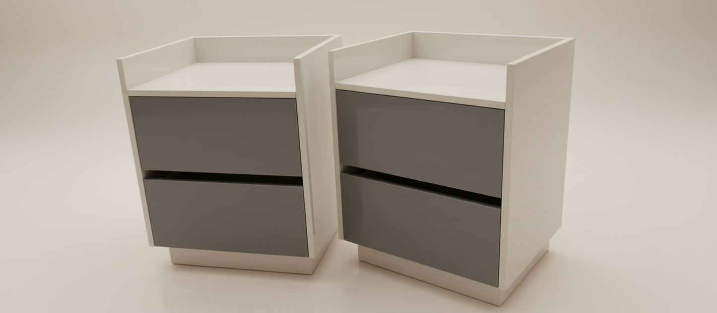 TRENZY Modern Luxury Bedside Pedestal with 2 Drawers – Congo-Muidan | Pair or Single