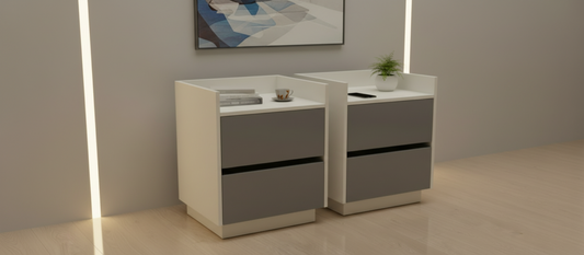 TRENZY Modern Luxury Bedside Pedestal with 2 Drawers – Congo-Muidan | Pair or Single