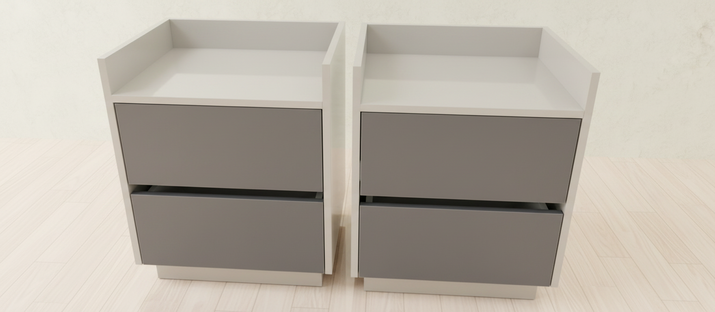 TRENZY Modern Luxury Bedside Pedestal with 2 Drawers – Congo-Muidan | Pair or Single