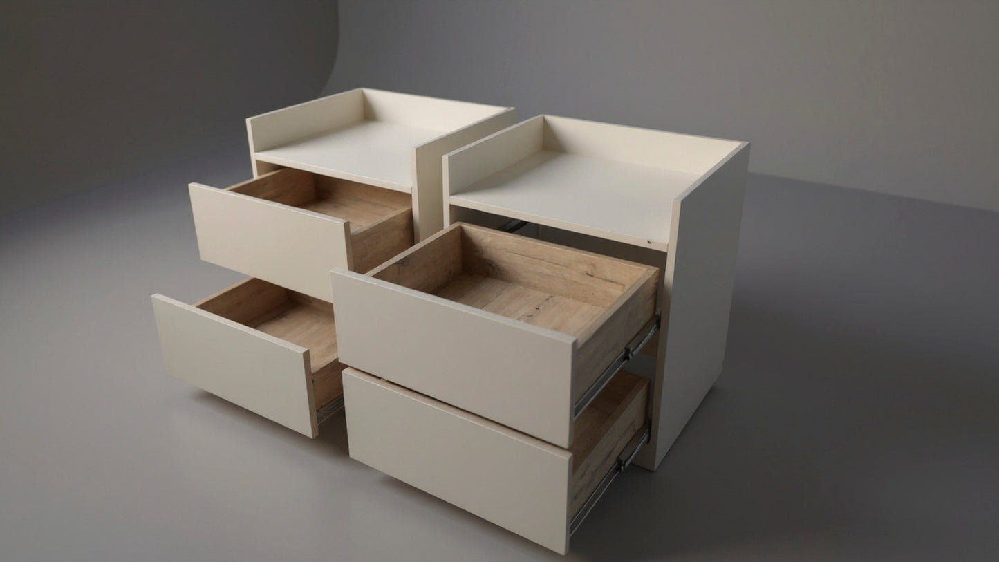 TRENZY Modern Luxury Bedside Pedestal with 2 Drawers – MDF &amp; Particleboard | Pair or Single