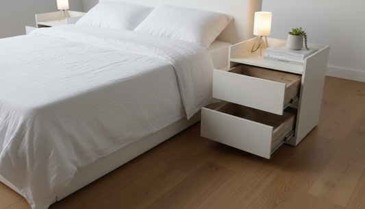 TRENZY Modern Luxury Bedside Pedestal with 2 Drawers – MDF &amp; Particleboard | Pair or Single