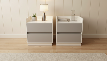 TRENZY Modern Luxury Bedside Pedestal with 2 Drawers – MDF &amp; Particleboard | Pair or Single