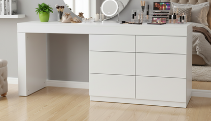 TRENZY Modern Lux Dressing Table with 6 Drawers | Vanity Desk & Bedroom Makeup Table
