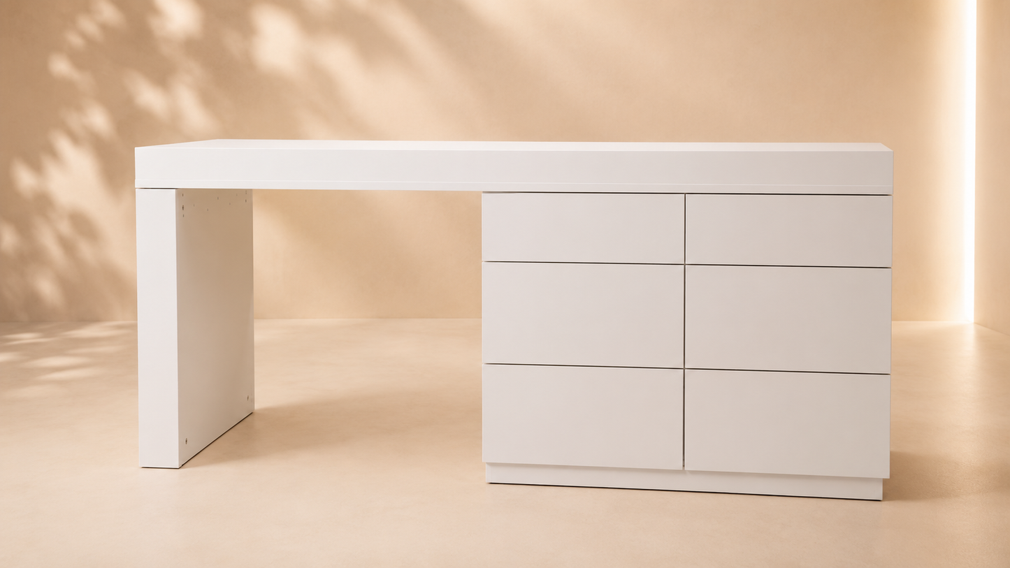 TRENZY Modern Lux Dressing Table with 6 Drawers | Vanity Desk & Bedroom Makeup Table